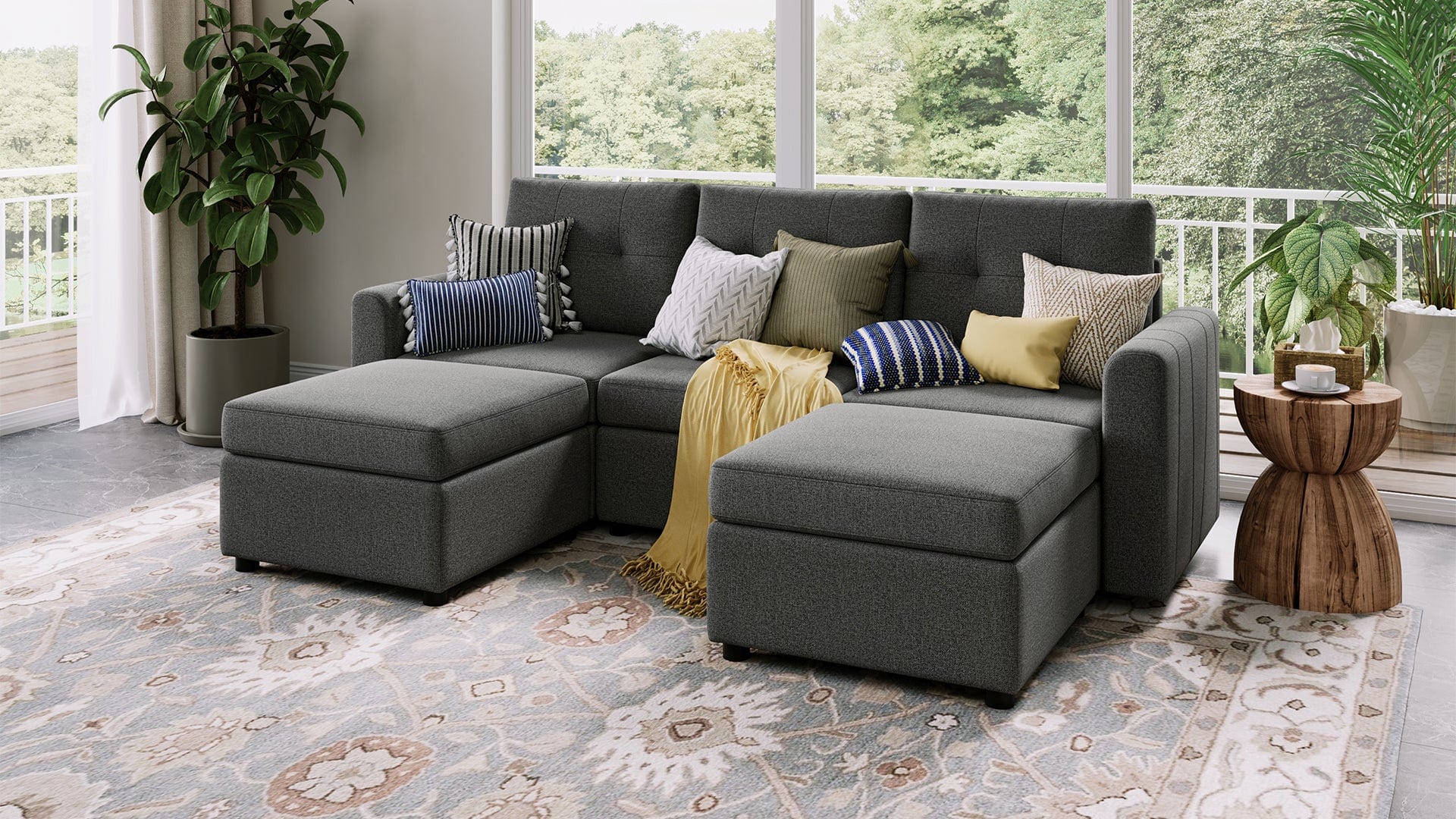 RUBIK III 3 Seats with 2 Ottomans